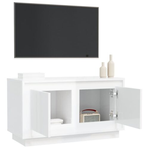 High Gloss Cabinet Entertainment Unit TV Table Stand Wooden Storage Shelf White - Image 5