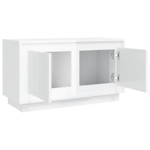 High Gloss Cabinet Entertainment Unit TV Table Stand Wooden Storage Shelf White - Image 7