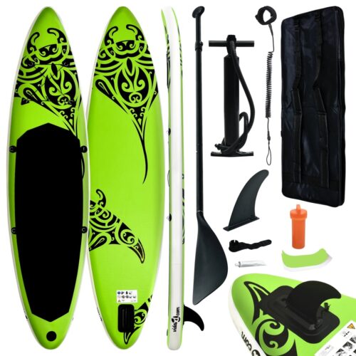 Inflatable Stand Up Paddleboard Set 320x76x15cm Green - Image 12