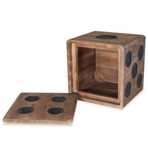 Storage Box Mindi Wood 40x40x40cm Dice Design - Image 4