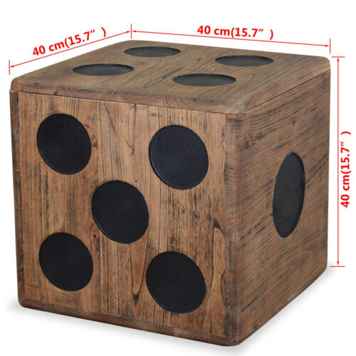 Storage Box Mindi Wood 40x40x40cm Dice Design - Image 5