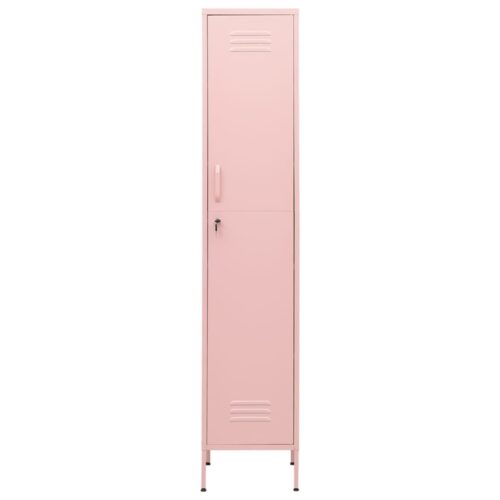 Steel Locker Cabinet Office Gym Garage Filing Storage Door Lock Cupboard Pink - Image 3