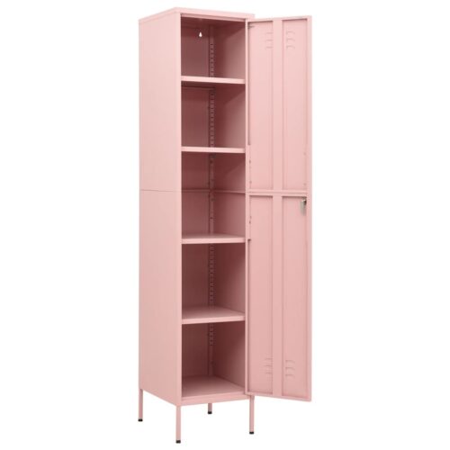 Steel Locker Cabinet Office Gym Garage Filing Storage Door Lock Cupboard Pink - Image 6