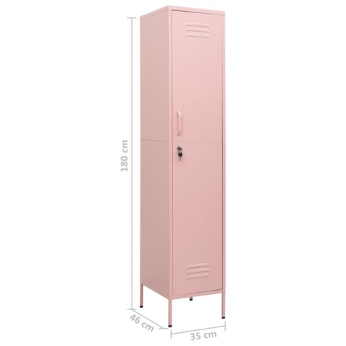 Steel Locker Cabinet Office Gym Garage Filing Storage Door Lock Cupboard Pink - Image 9