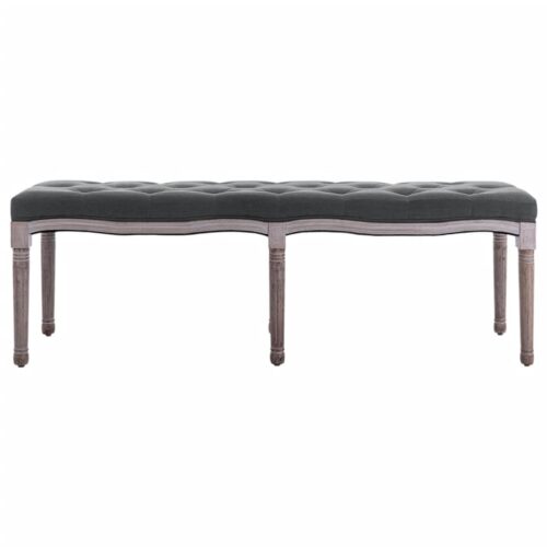 Bench Linen Solid Wood 150x40x48cm Dark Grey - Image 2