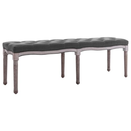 Bench Linen Solid Wood 150x40x48cm Dark Grey - Image 7