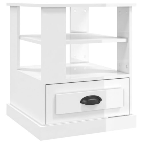Wooden Side Table Sofa Lounge Coffee Bedside Storage Nightstand High Gloss White 50x50x60cm - Image 2