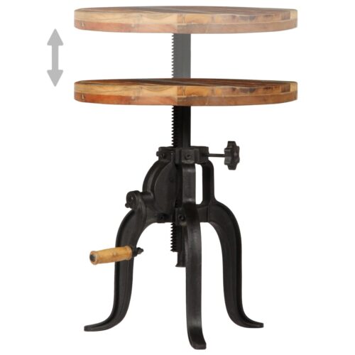 Side Table 45x(45-62)cm Solid Reclaimed Wood Cast Iron - Image 6