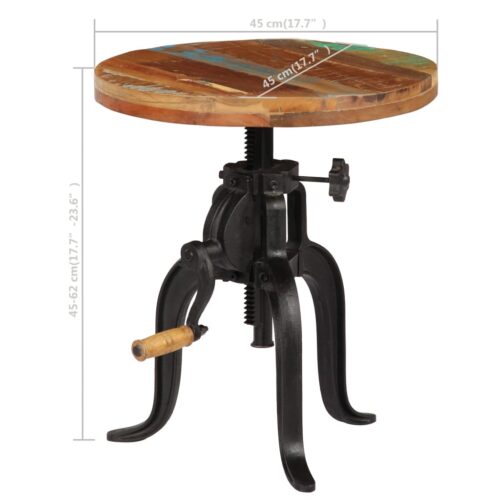 Side Table 45x(45-62)cm Solid Reclaimed Wood Cast Iron - Image 7