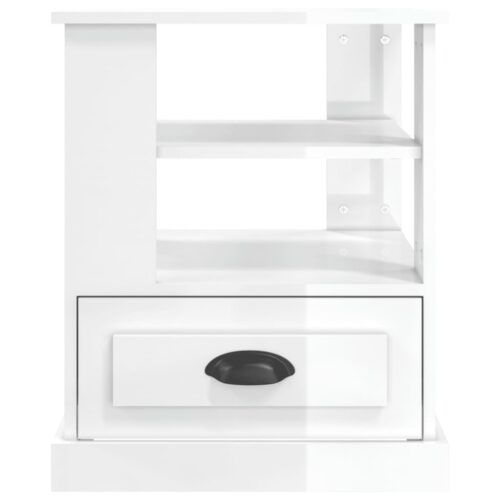 Wooden Side Table Sofa Lounge Coffee Bedside Storage Nightstand High Gloss White 50x50x60cm - Image 6
