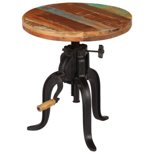Side Table 45x(45-62)cm Solid Reclaimed Wood Cast Iron - Image 8