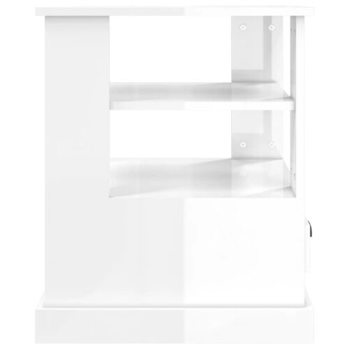 Wooden Side Table Sofa Lounge Coffee Bedside Storage Nightstand High Gloss White 50x50x60cm - Image 7