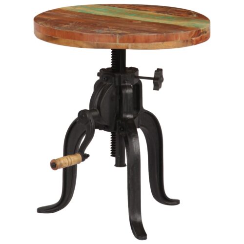 Side Table 45x(45-62)cm Solid Reclaimed Wood Cast Iron - Image 9