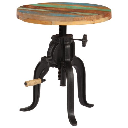 Side Table 45x(45-62)cm Solid Reclaimed Wood Cast Iron - Image 10