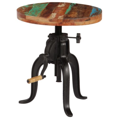 Side Table 45x(45-62)cm Solid Reclaimed Wood Cast Iron - Image 11