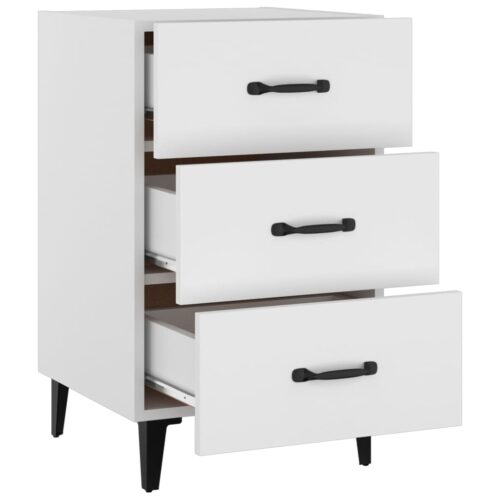 Bedside Cabinet White 40x40x66cm Engineered Wood - Image 5