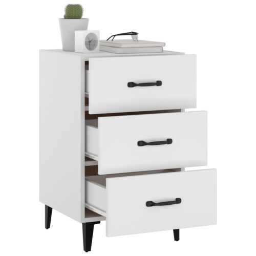 Bedside Cabinet White 40x40x66cm Engineered Wood - Image 6