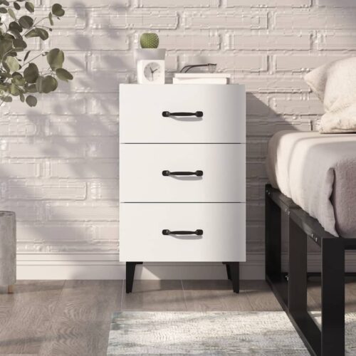 Bedside Cabinet White 40x40x66cm Engineered Wood - Image 7
