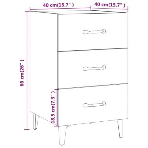 Bedside Cabinet White 40x40x66cm Engineered Wood - Image 8