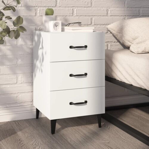 Bedside Cabinet White 40x40x66cm Engineered Wood - Image 10