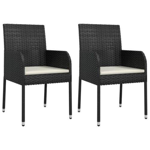 Garden Chairs with Cushions 2pcs Poly Rattan Black - Image 2