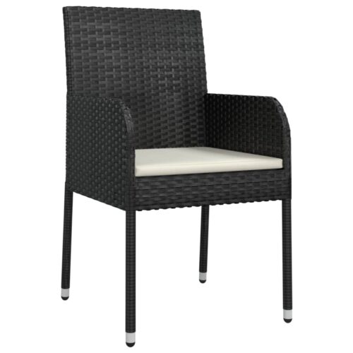 Garden Chairs with Cushions 2pcs Poly Rattan Black
