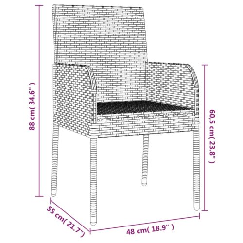 Garden Chairs with Cushions 2pcs Poly Rattan Black - Image 9