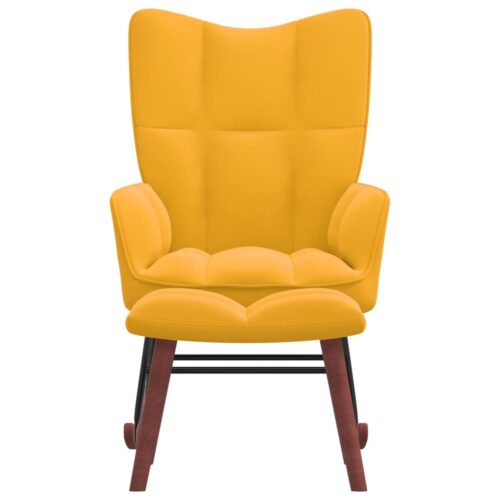 Rocking Chair with a Stool Mustard Yellow Velvet - Image 2
