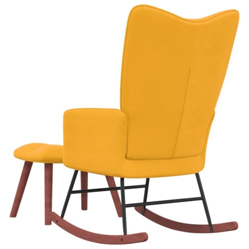 Rocking Chair with a Stool Mustard Yellow Velvet - Image 4