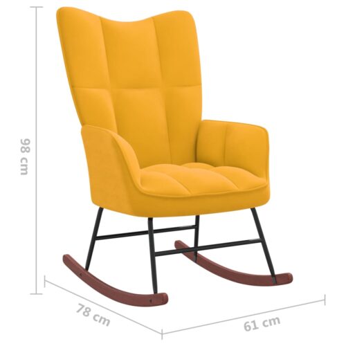 Rocking Chair with a Stool Mustard Yellow Velvet - Image 10