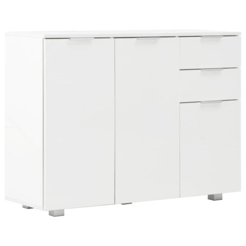 High Gloss Wooden Sideboard Buffet Cabinet Storage Shelf Cupboard Table White