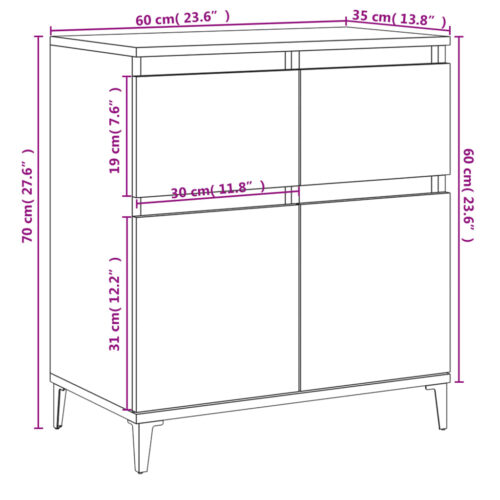 Wooden Buffet Sideboard Cabinet Storage Dresser Drawers Cupboard Table White - Image 10