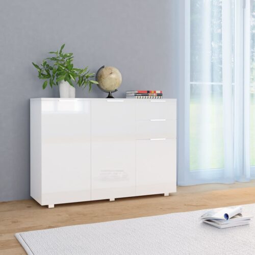 High Gloss Wooden Sideboard Buffet Cabinet Storage Shelf Cupboard Table White - Image 10