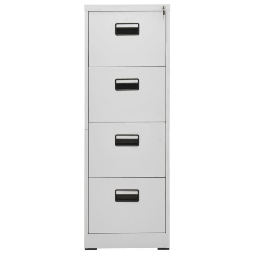 Filing Cabinet Light Grey 46x62x133cm Steel - Image 2