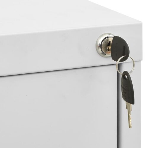 Filing Cabinet Light Grey 46x62x133cm Steel - Image 10