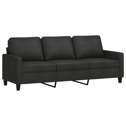 3-Seater Sofa Black 180cm Fabric