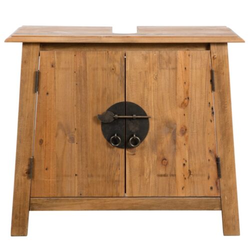 Bathroom Vanity Cabinet Solid Pinewood 70x32x63cm - Image 2