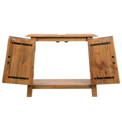 Bathroom Vanity Cabinet Solid Pinewood 70x32x63cm - Image 5