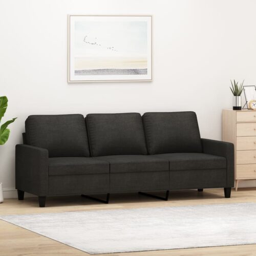 3-Seater Sofa Black 180cm Fabric - Image 9