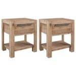 Nightstands with Drawers 2pcs 40x30x48cm Solid Acacia Wood
