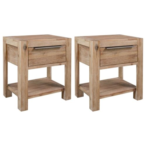 Nightstands with Drawers 2pcs 40x30x48cm Solid Acacia Wood