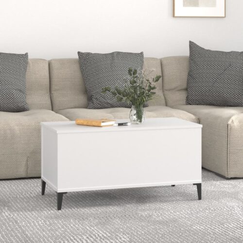 Coffee Table White 90x44.5x45cm Engineered Wood - Image 3