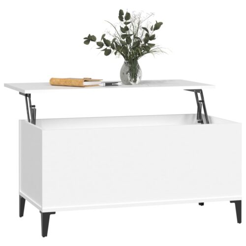 Coffee Table White 90x44.5x45cm Engineered Wood - Image 5