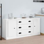 Sideboards 3pcs High Gloss White Engineered Wood