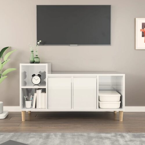 TV Cabinet High Gloss White 100x35x55cm Engineered Wood