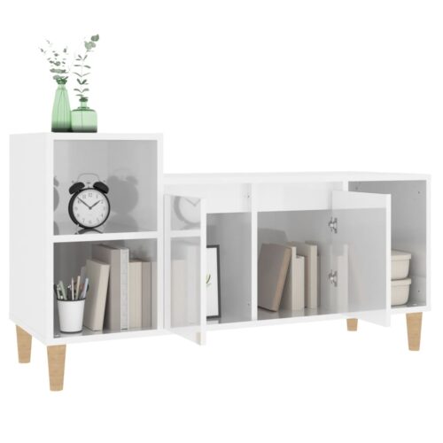 TV Cabinet High Gloss White 100x35x55cm Engineered Wood - Image 4