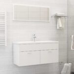 2-Piece Bathroom Furniture Set High Gloss White Engineered Wood