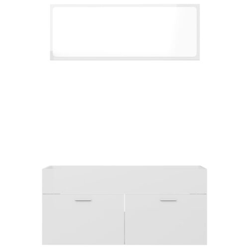 2-Piece Bathroom Furniture Set High Gloss White Engineered Wood - Image 6
