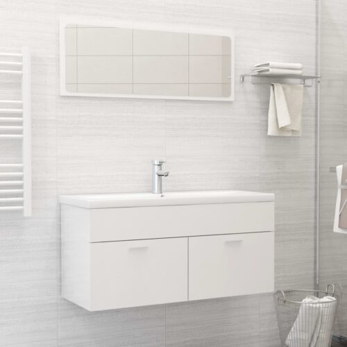 2-Piece Bathroom Furniture Set High Gloss White Engineered Wood - Image 12