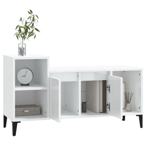 TV Cabinet High Gloss White 100x35x55cm Engineered Wood - Image 4